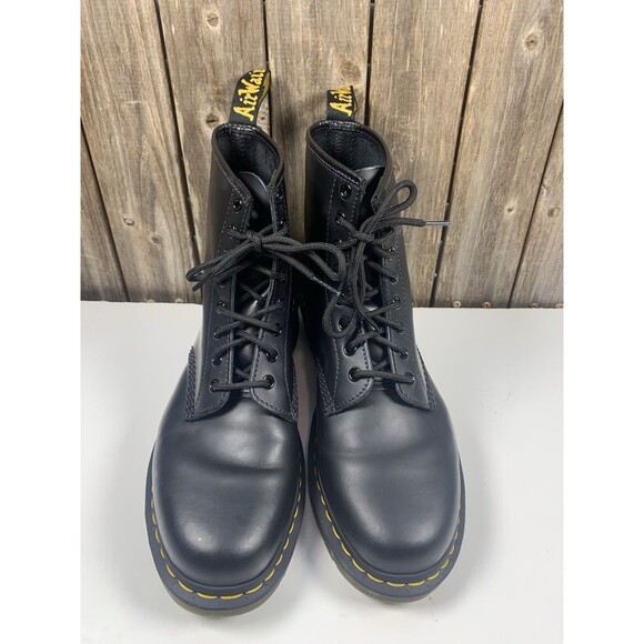 Dr. Martens 1460 Leather 8-Eye Lace-Up Boots, Blk w/Yellow Stitching, EUC, M11